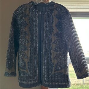 Elegant Blue Patterned Women's Blazer